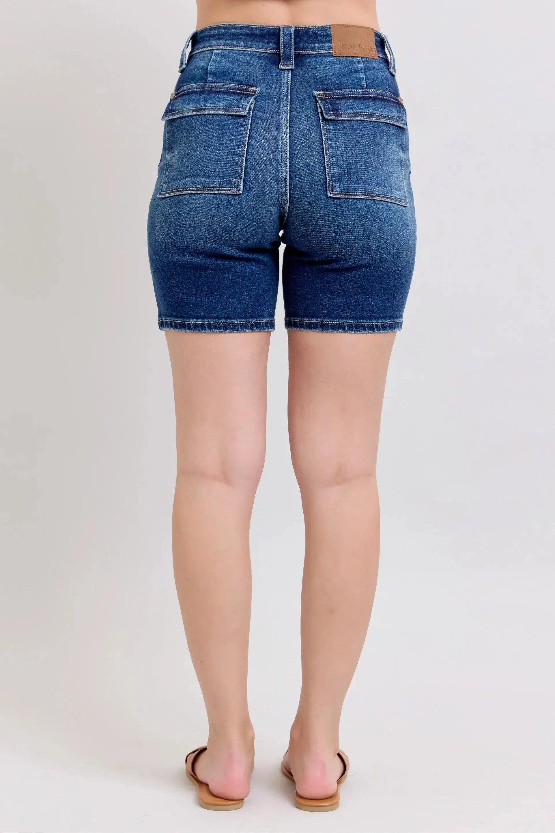 Full Size High Waist Bermuda Shorts by Judy Blue Jeans w/ Back Flap Pockets