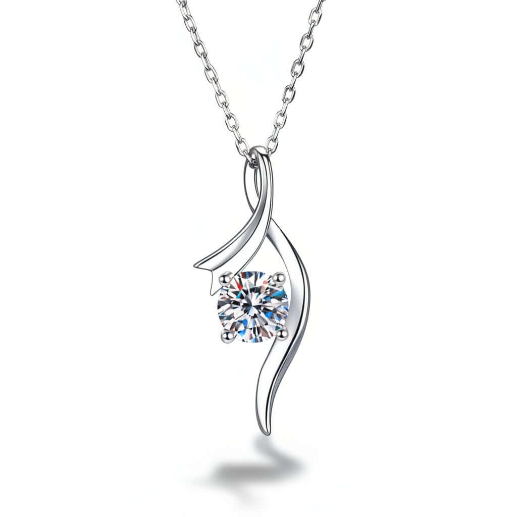 1 Carat Moissanite Diamond Necklace – 925 Sterling Silver Four-Prong Pendant