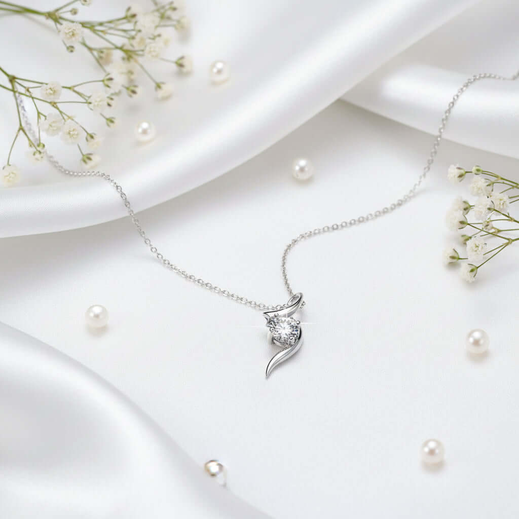 1 Carat Moissanite Diamond Necklace – 925 Sterling Silver Four-Prong Pendant