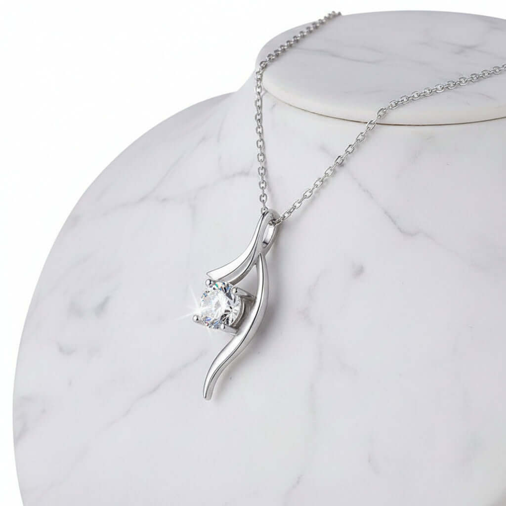 1 Carat Moissanite Diamond Necklace – 925 Sterling Silver Four-Prong Pendant