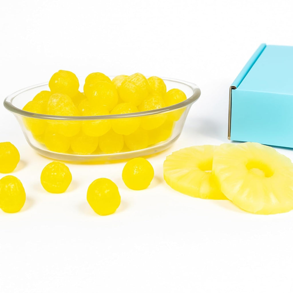 Andy Anand Chocolatier Sugar Free Pineapple Chunks, Hard Candy Boiled in Copper Kettle for that unique taste, Flown from Europe 25 Pieces - Sugar & Aspartame Free - Naturally Flavored & Sweetened - Non-GMO, Gluten Free, Keto & Diabetic Friendly