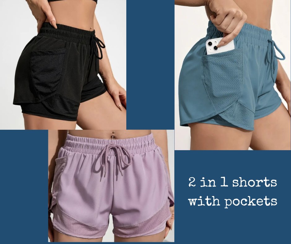 2 in 1 Quick-Dry Running Stretchy Biker Shorts