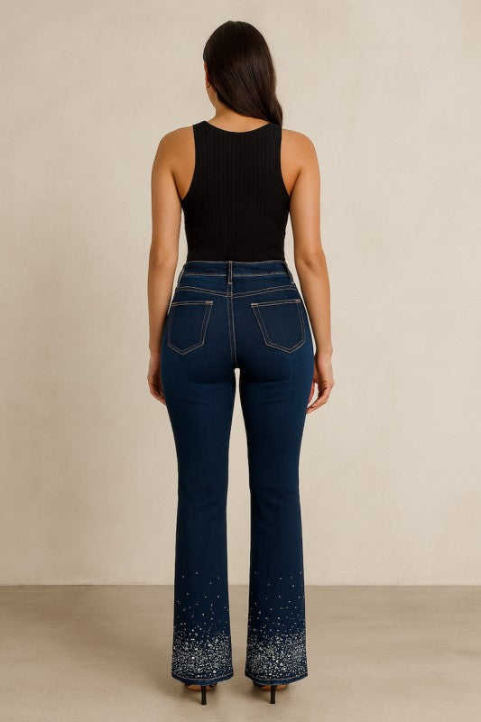 Rhinestone Bootcut Jean Premium Stretch Denim