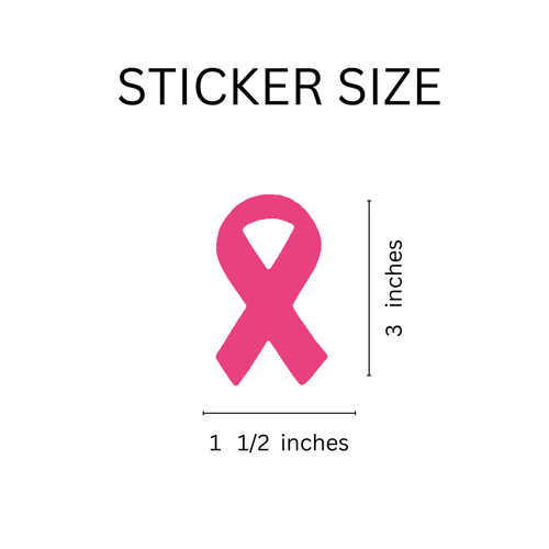 250 Large Pink Ribbon Breast Cancer Awareness Stickers (250 per Roll)