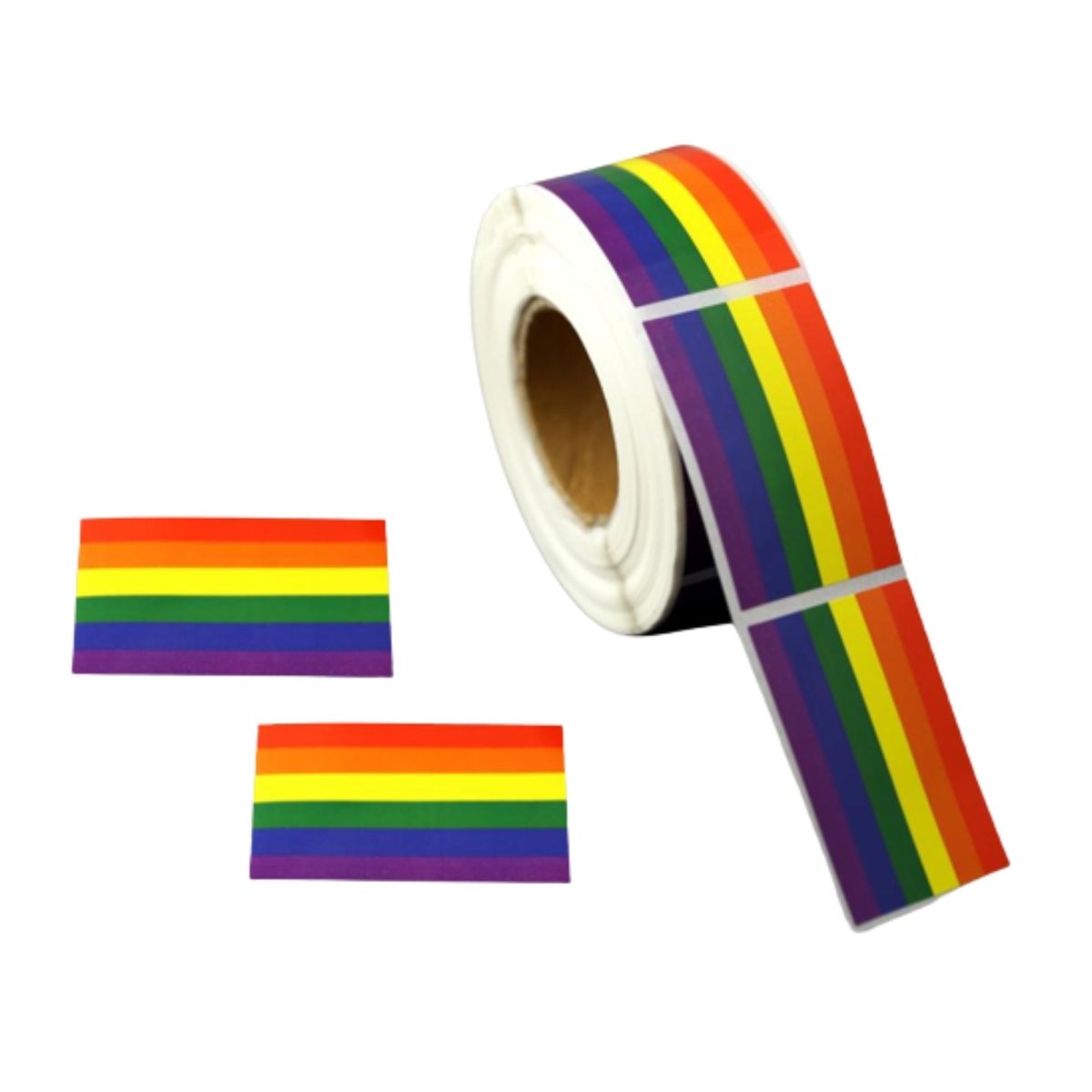 250 Large Rectangle Rainbow Flag Stickers (250 Per Roll)