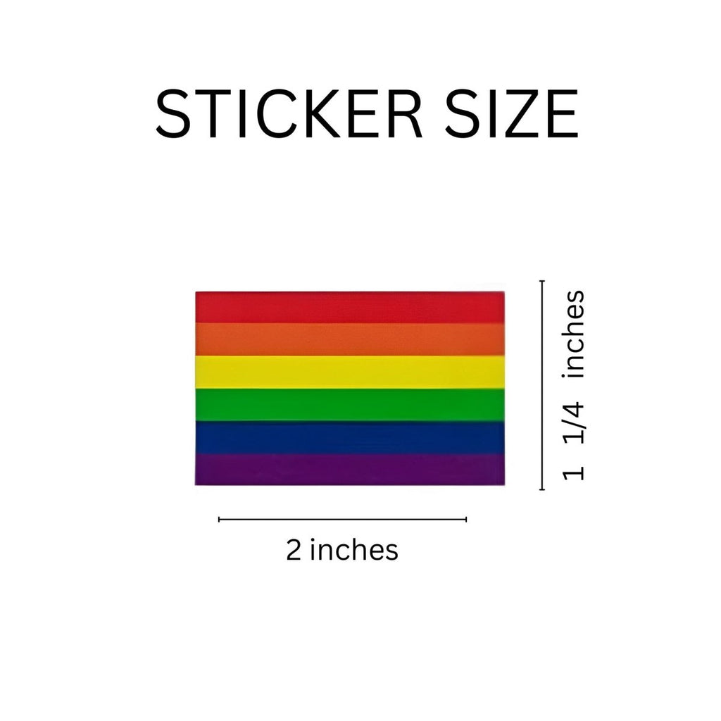 250 Large Rectangle Rainbow Flag Stickers (250 Per Roll)