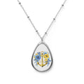 Nautical Floral Oval Necklace, Anchor Jewelry, Ocean-Inspired Gift, Boho Charm, Mother's Day Accessory, Beach Lover Keepsake