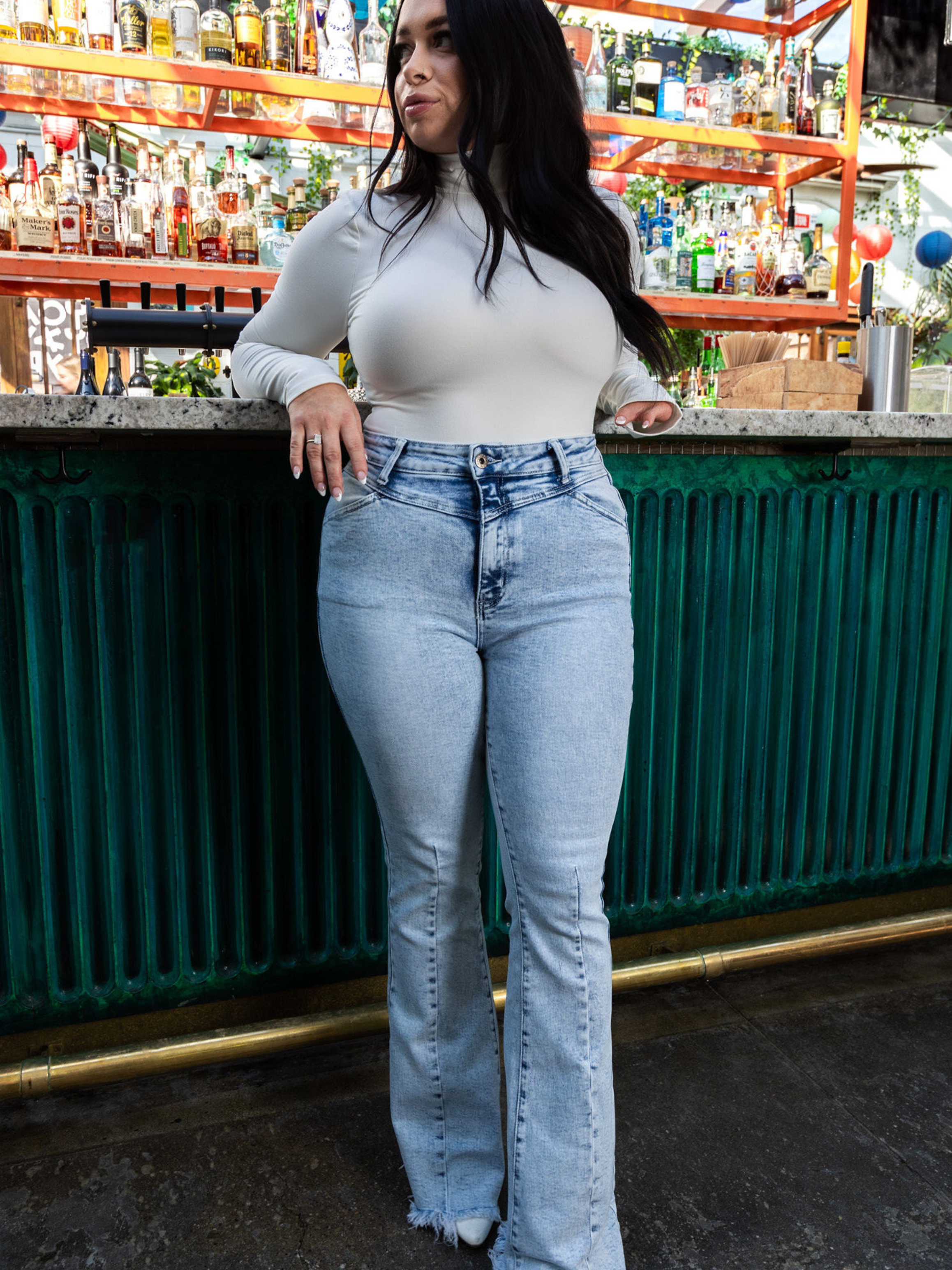 Keep Up Flare Acid/Dark Wash Jeans