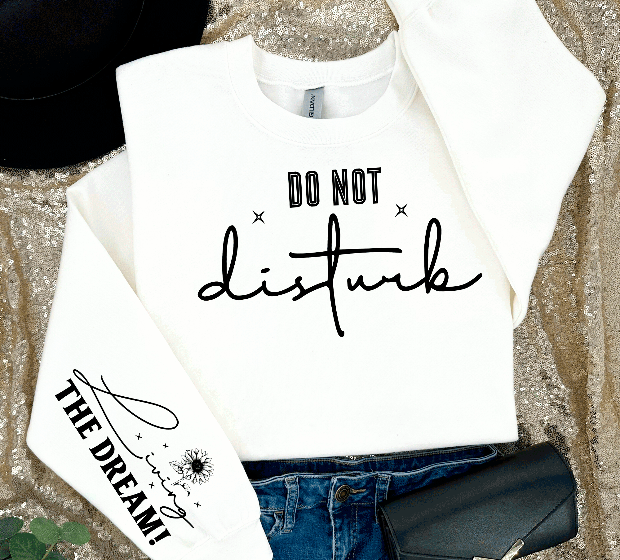 Do Not Disturb, Living the Dream Mental Health Awareness, self love sweatshirt, Self expression shirts, Great gift, Trending Sleeve Crew Necks