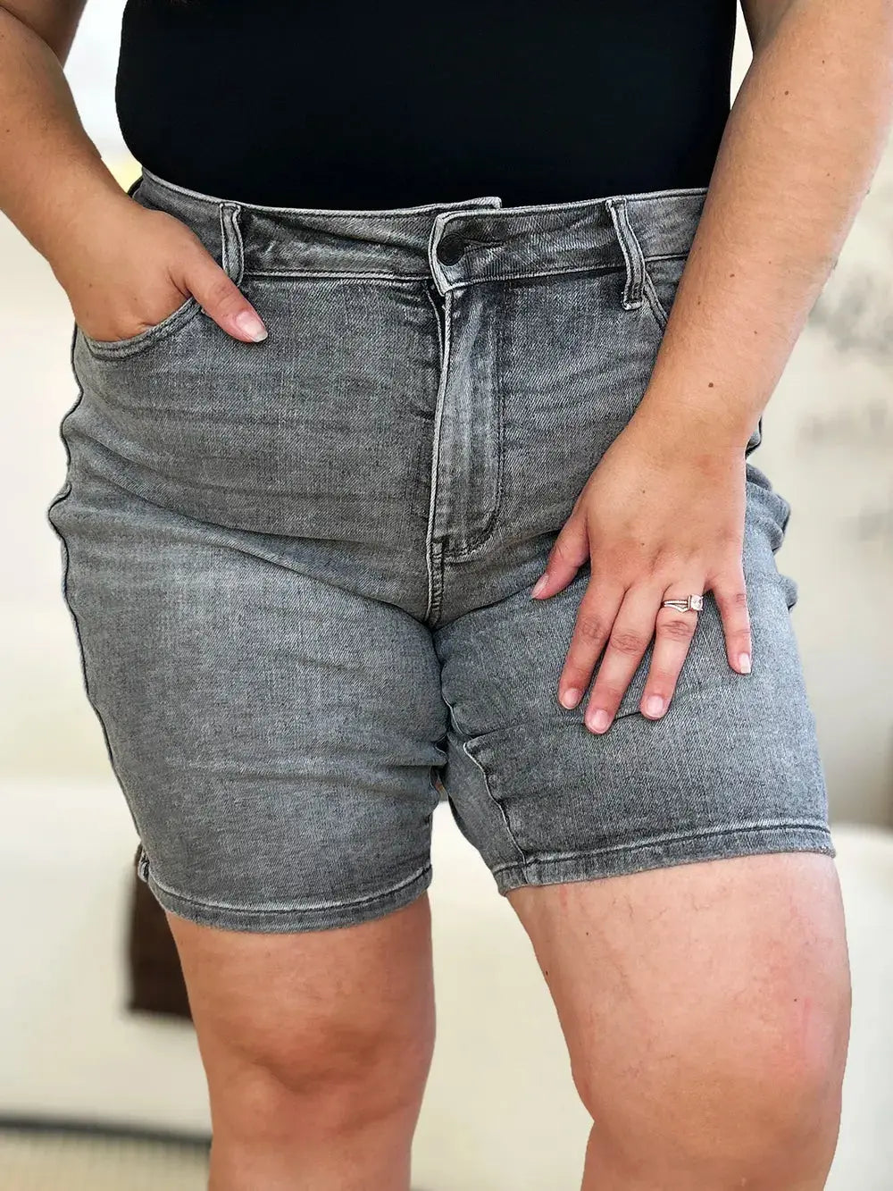 Full Size High Waist Washed Denim Shorts by Judy Blue Jeans