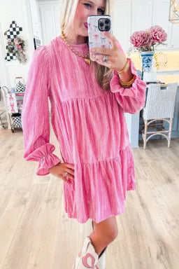 Nashville Cutie Pink Velvet Dress