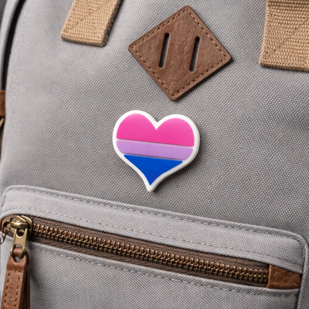 Bisexual Pride Flag Silicone Heart Pins