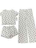 Girls Printed Lounge 3 Pc Short Sleeve Top Pants a
