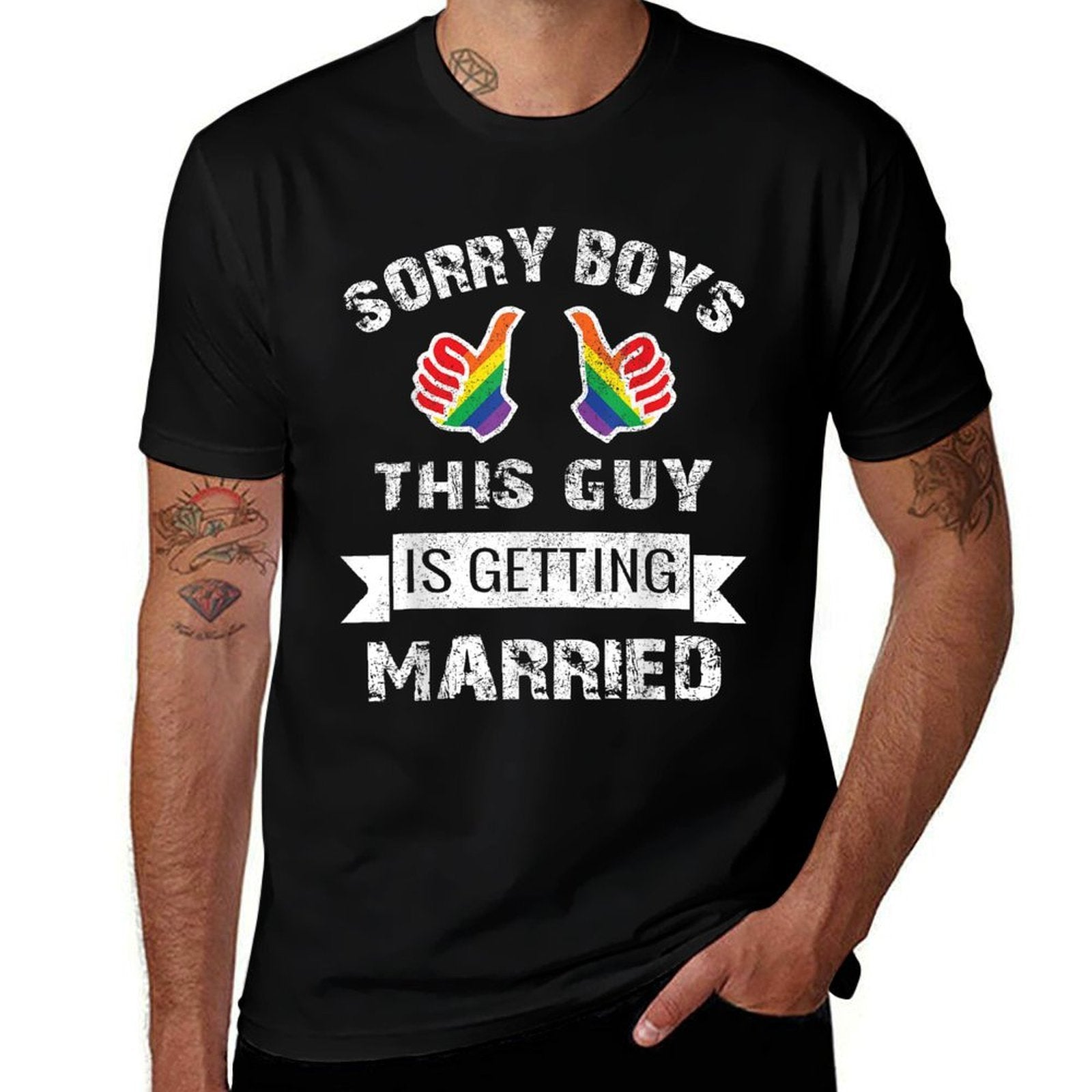 BACHELOR Party LGBT Gay Pride Gift Groom Bride  Wrinkle-resistant T-Shirt