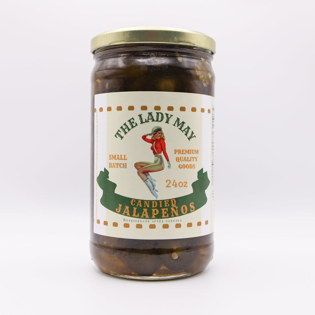 Sweet Heat Candied Jalapeños 2 pack – The Lady May’s Small-Batch Cowboy Candy | Sweet & Spicy Pickled Jalapeños in 24oz Glass Jar