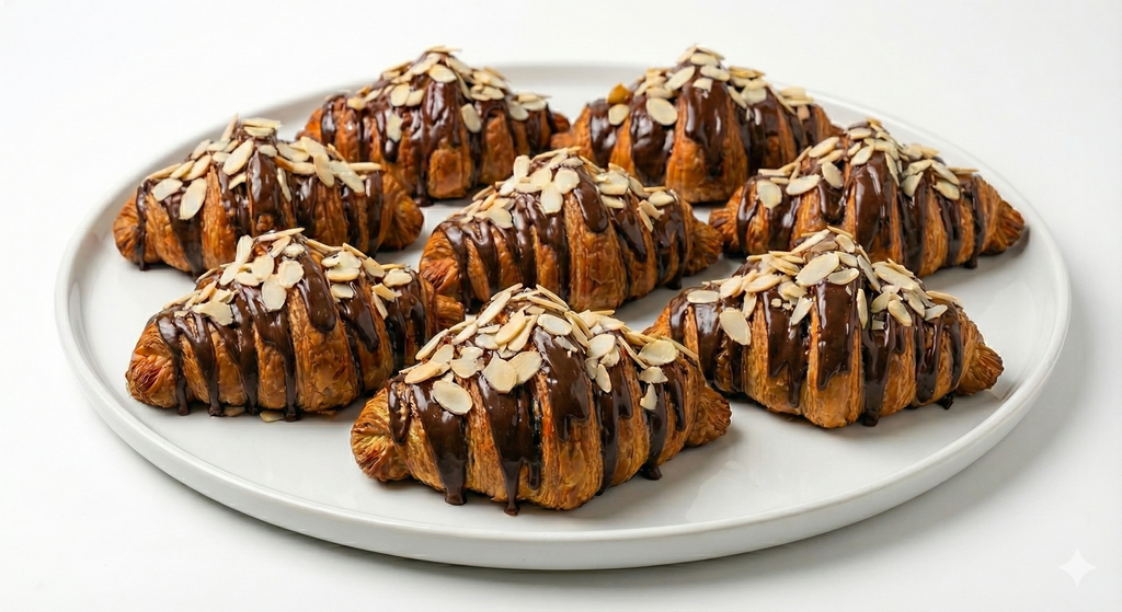 Andy Anand Sugar Free Dark Chocolate Almond Croissants Cake, 10 Pcs - 2 lbs. Handcrafted Guilt-Free Treats with Rich Chocolate Filling Inside and Crunchy Toasted Almond Topping