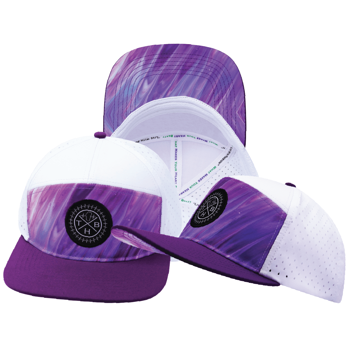 **ADULT** Color Vibes Hat - Flat Bill - Purple Glaze - Purple / White - Laser Mesh
