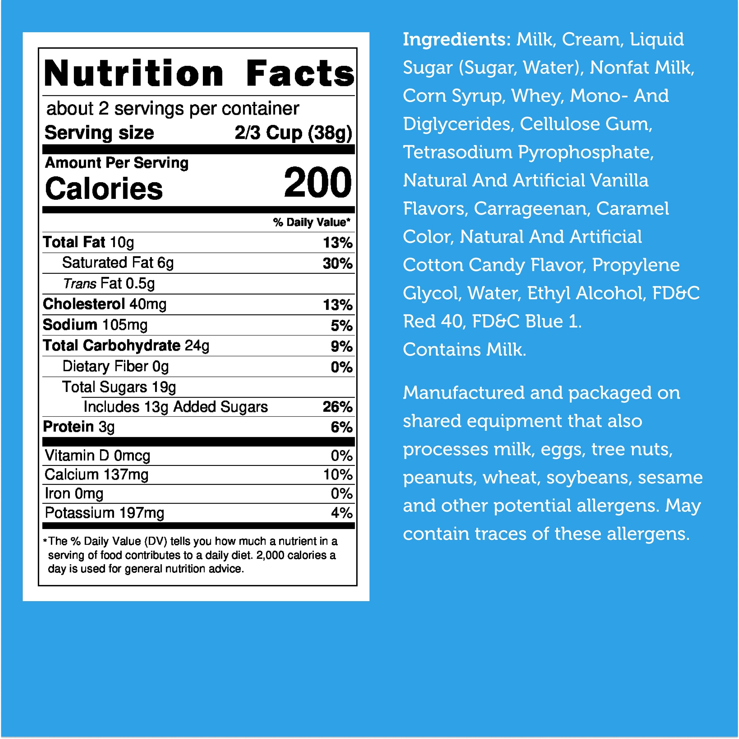 Freeze Dried Ice Cream That Does Not Melt (Bits) Cotton Candy Blue
