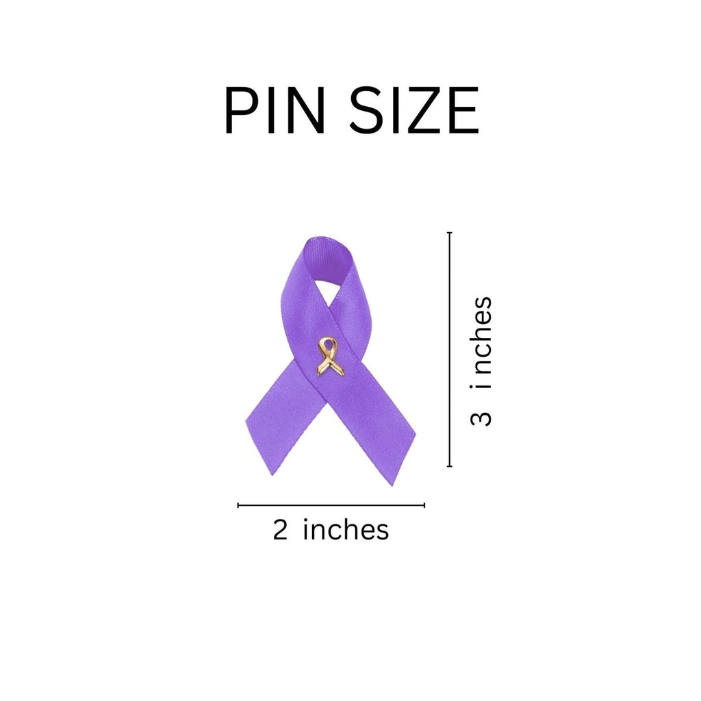 Crohn's Disease Purple Awareness Satin Ribbon Pins