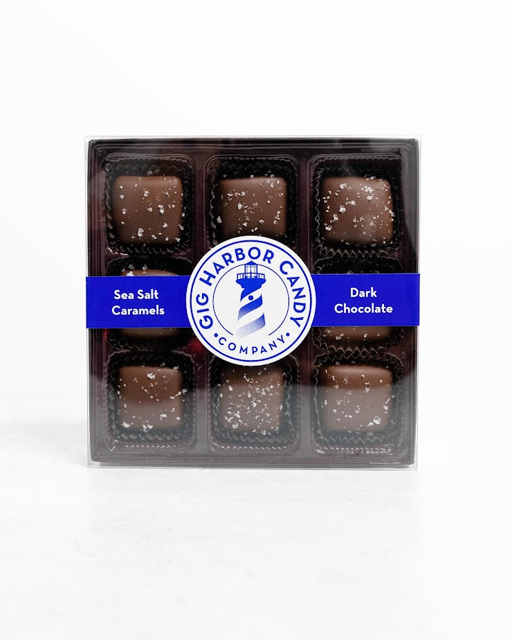 DARK CHOCOLATE SEA SALT CARAMELS - 9pc