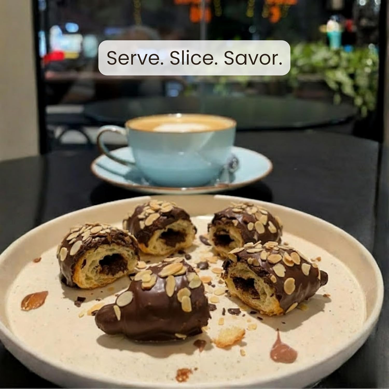 Andy Anand Sugar Free Dark Chocolate Almond Croissants Cake, 10 Pcs - 2 lbs. Handcrafted Guilt-Free Treats with Rich Chocolate Filling Inside and Crunchy Toasted Almond Topping
