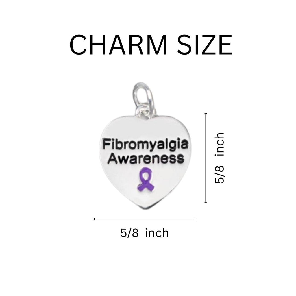 Fibromyalgia Awareness Heart Leather Cord Bracelets