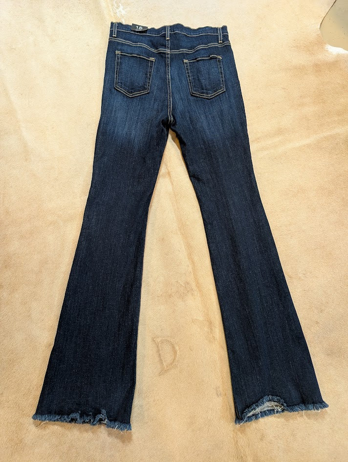 GJG Denim Los Angeles Raw Hem Straight Leg Jeans – Dark Wash