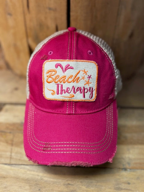 Beach Therapy Distressed Mesh Snapback Baseball Cap