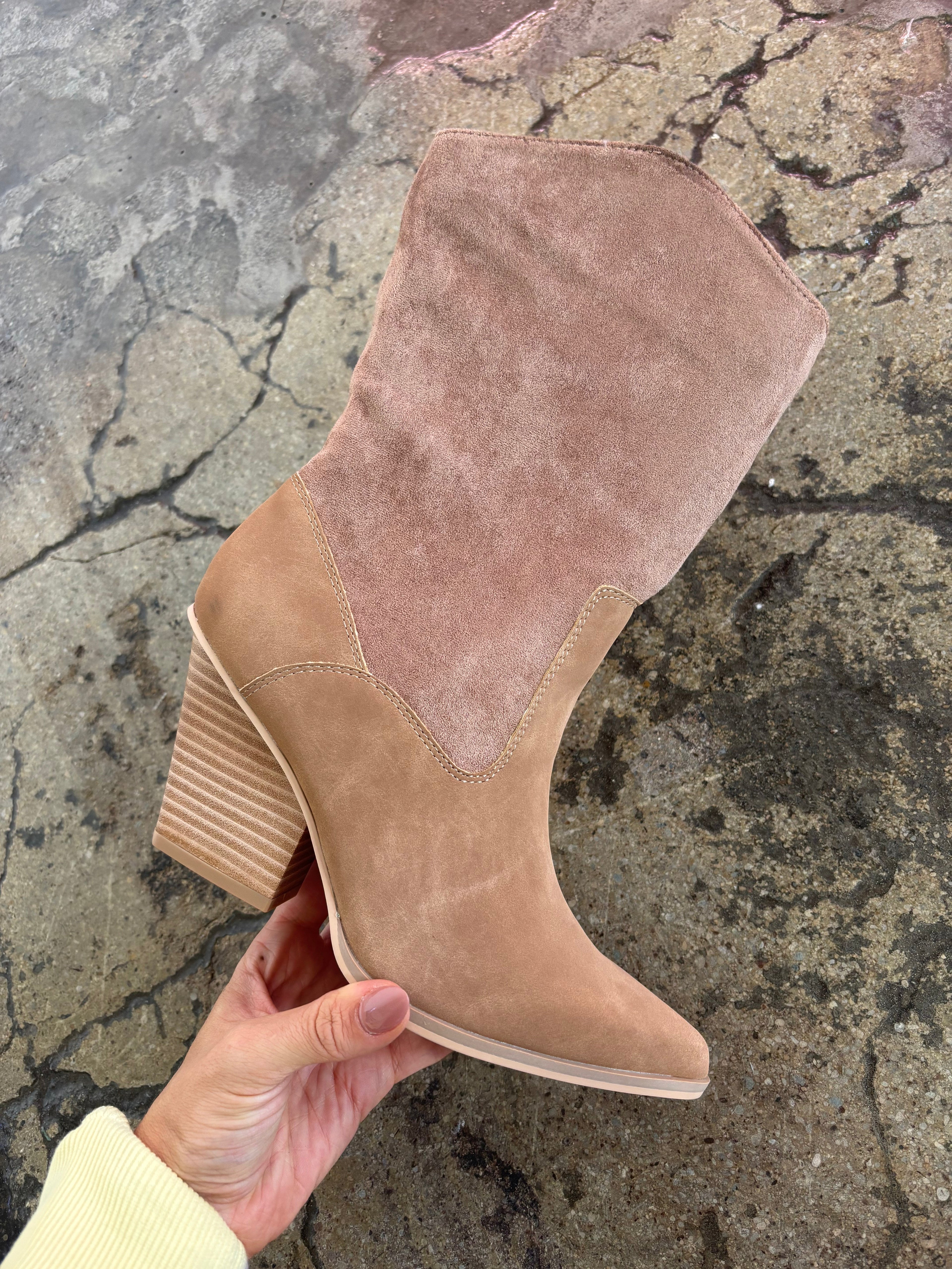 Marseille Mid-Calf Boots Two Toned Suede