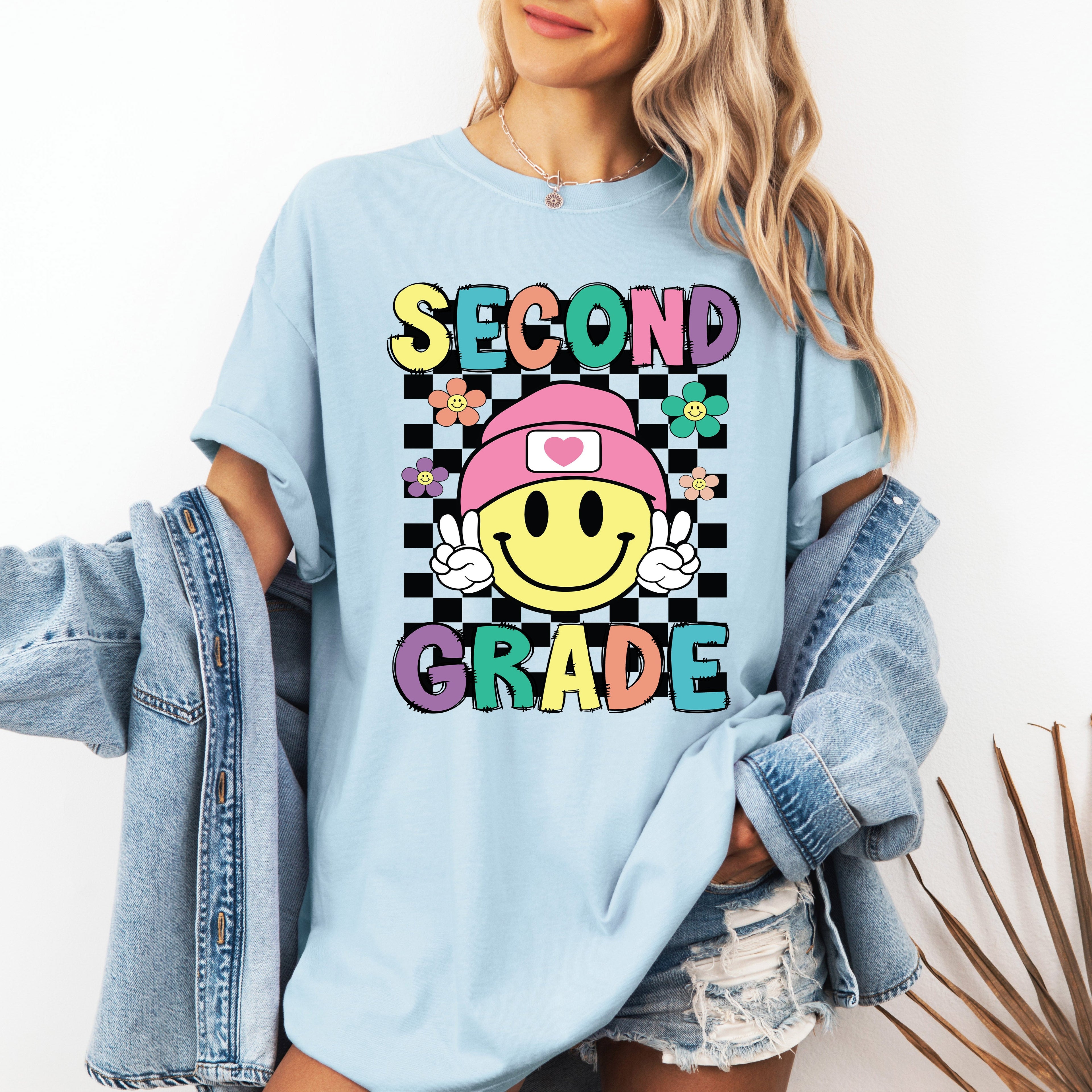 Second Grade, Smiley Face, Teacher, Back to School, First Day of School, Cute, Teacher Appreciation, Coquette, Comfort Colors T-Shirt