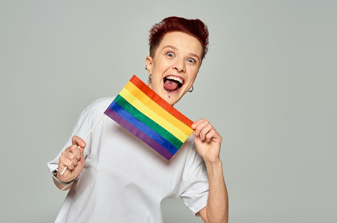 Large Rainbow Flags on a Stick