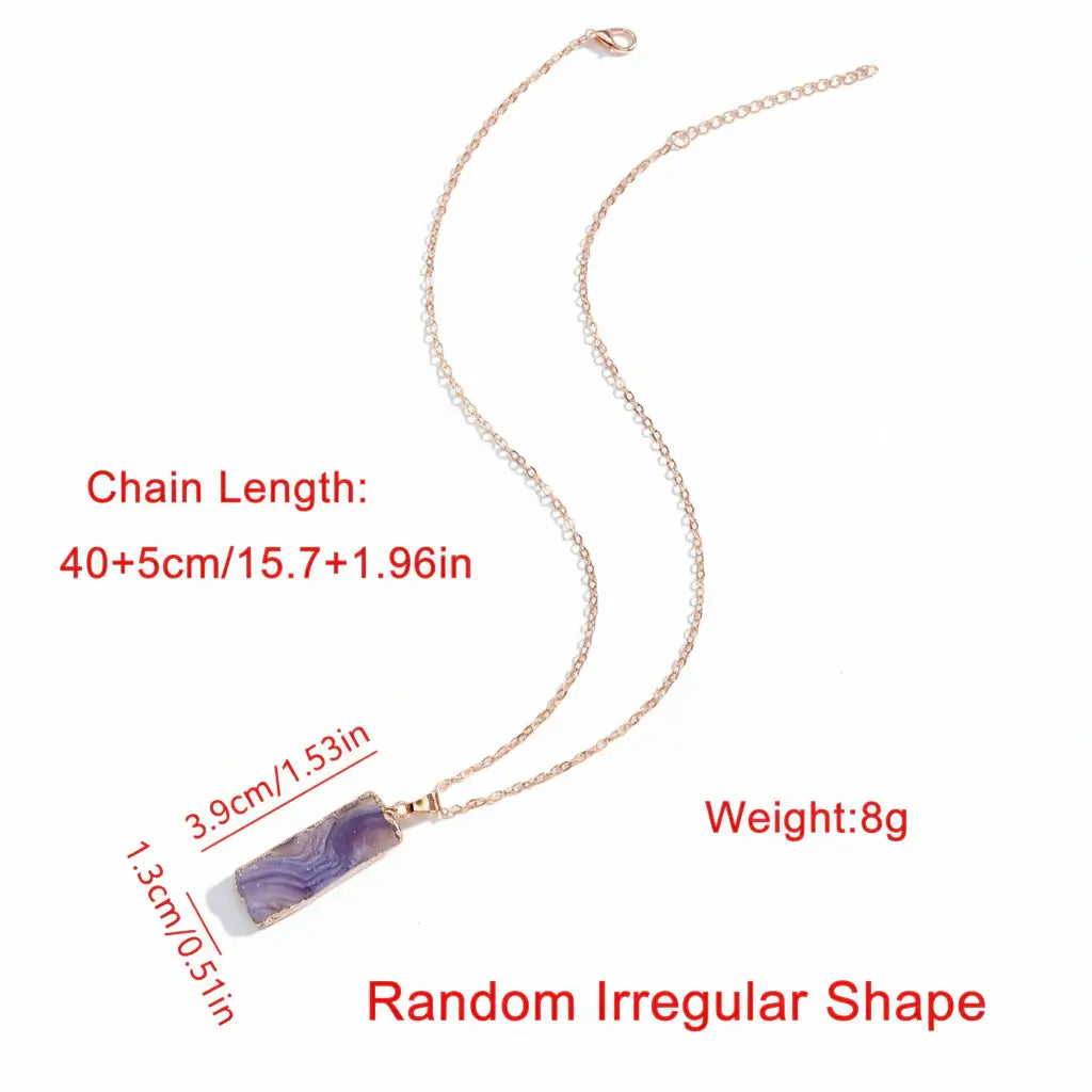 Natural Galaxy Stone Necklace Irregular Purple Crystal Long Bar Pendant