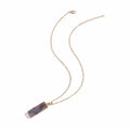 Natural Galaxy Stone Necklace Irregular Purple Crystal Long Bar Pendant