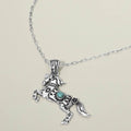 Turquoise Stone Accent Western Horse Pendant Necklace