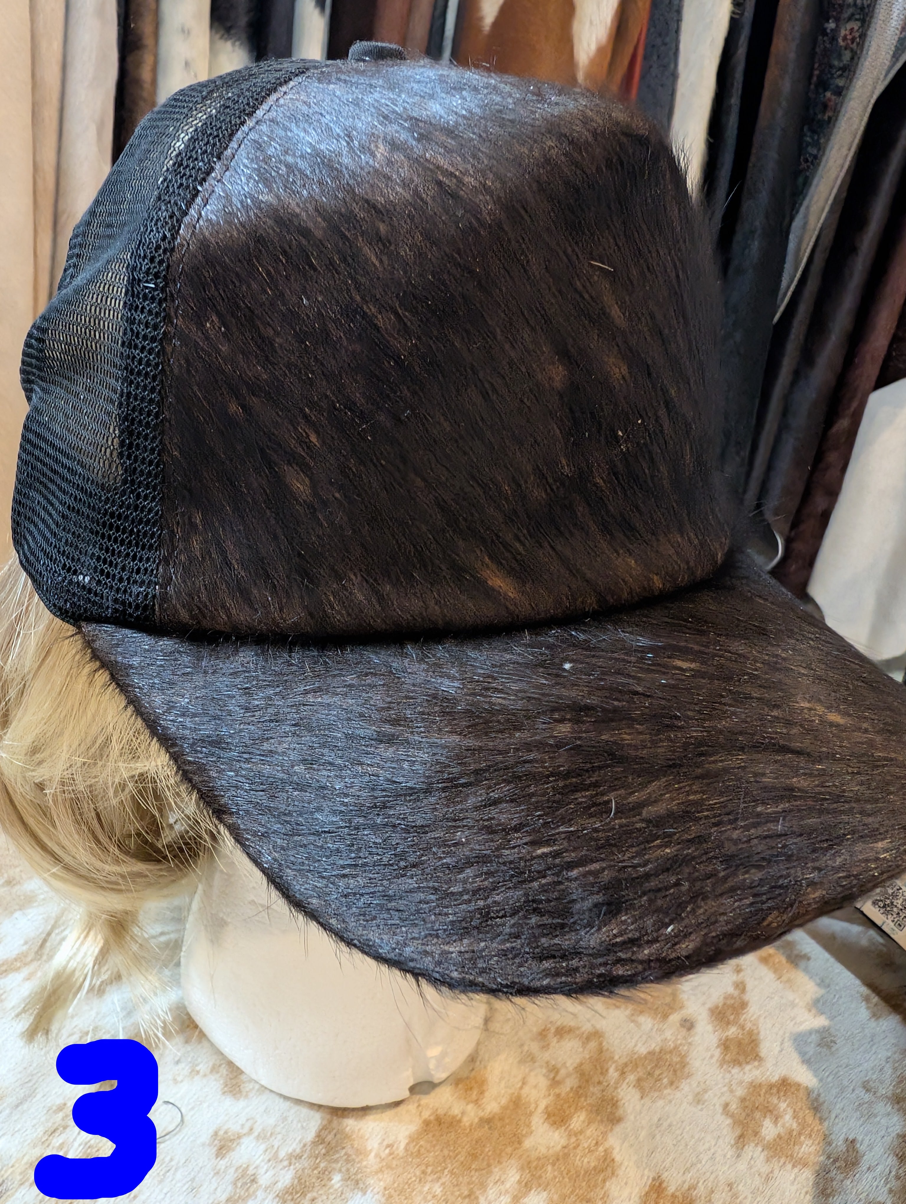 Rustic Rodeo Cowhide Baseball Cap – Genuine Western Hair-On Hide