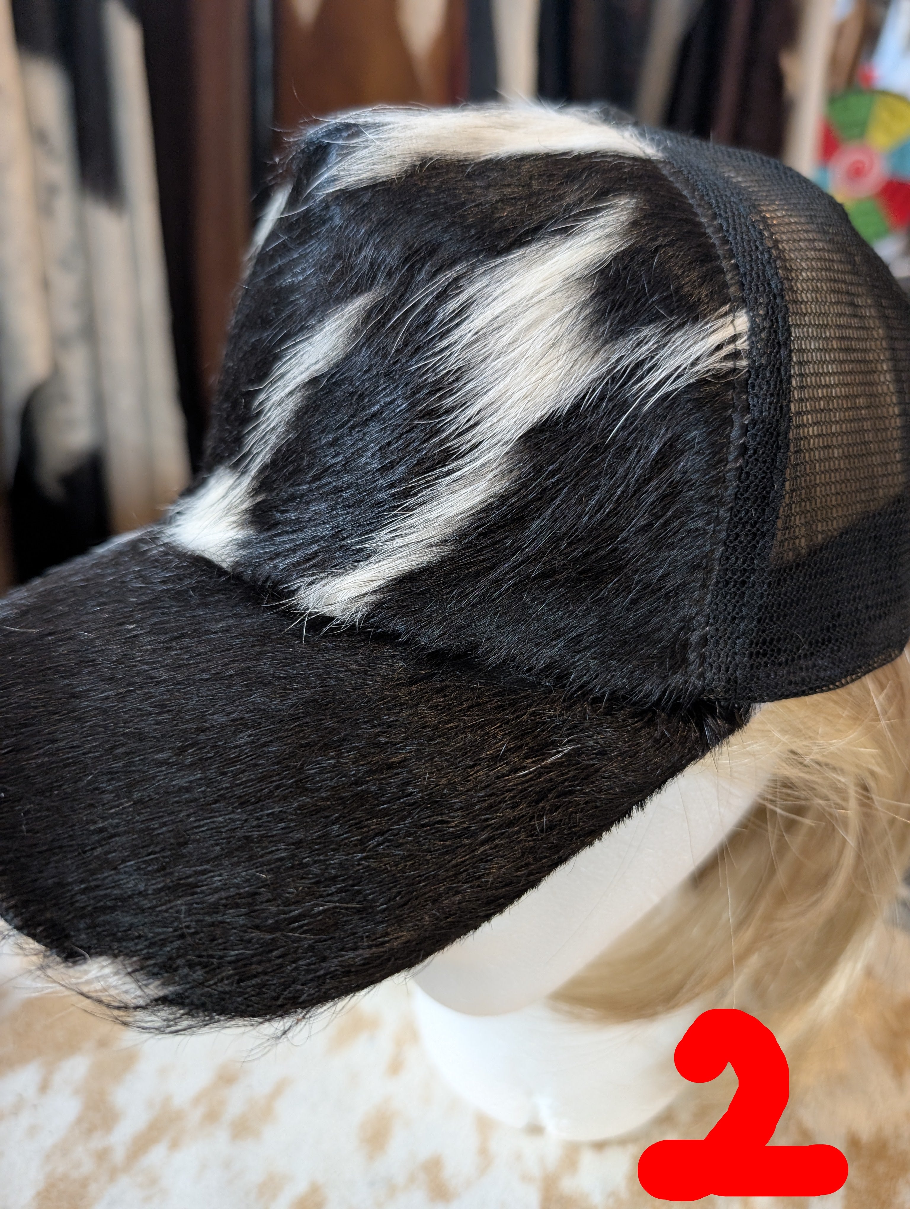 Rustic Rodeo Cowhide Baseball Cap – Genuine Western Hair-On Hide