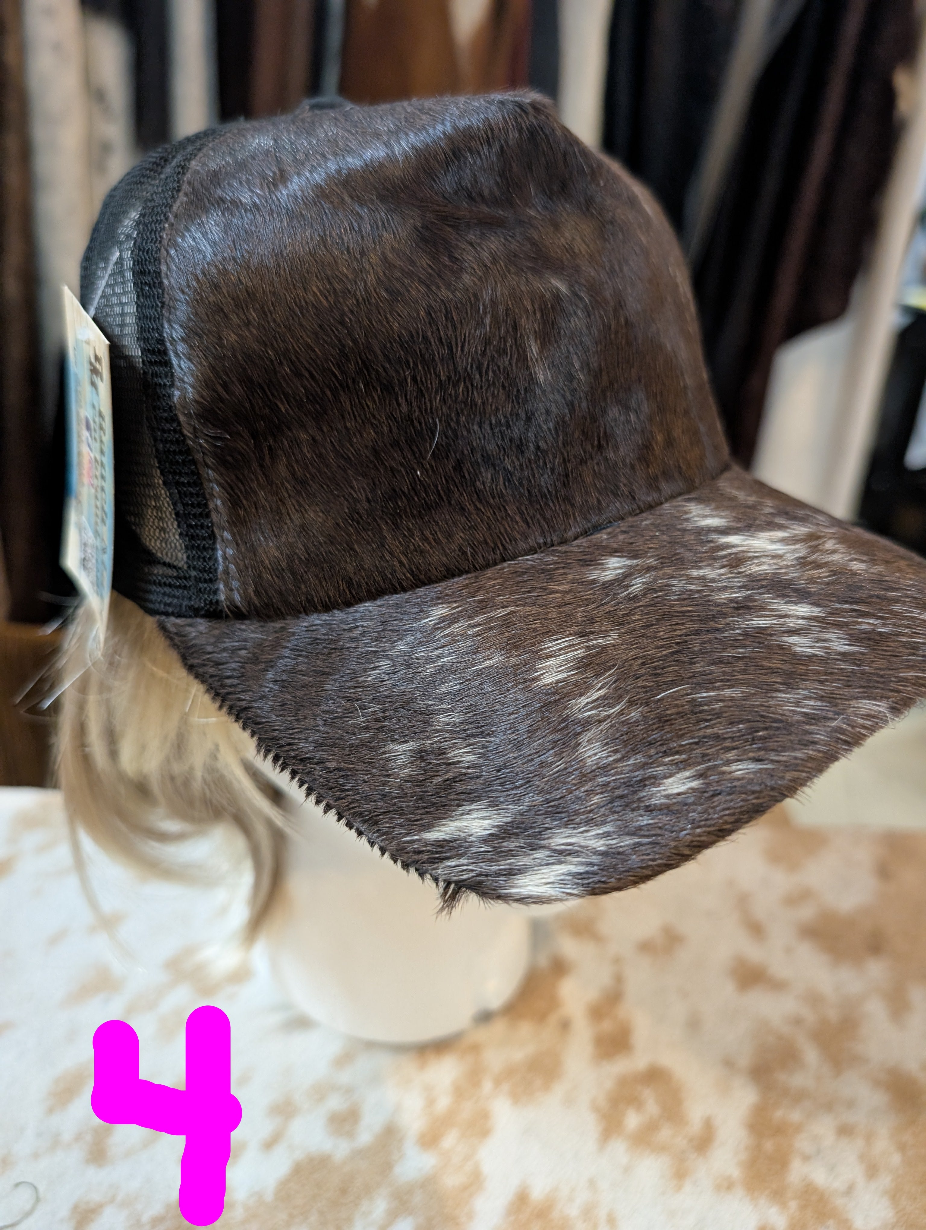 Rustic Rodeo Cowhide Baseball Cap – Genuine Western Hair-On Hide