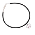 Pink Ribbon Crystal Heart Leather Cord Bracelets