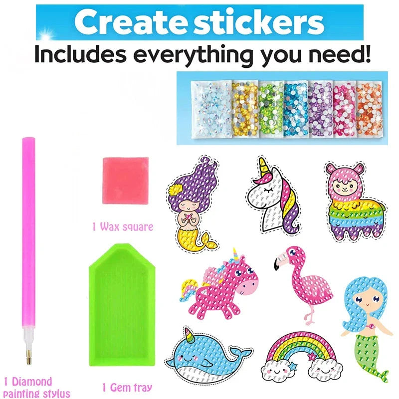 Big Gem Diamond Painting Kit - DIY Mosaic Art & Sticker Craft for Kids
