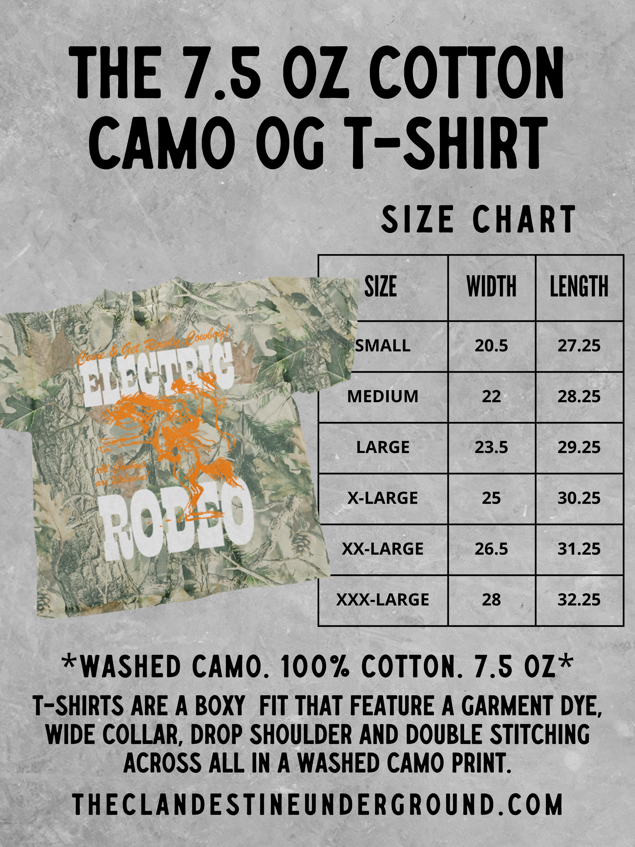 Underground Original Design: Rodeo Wild Horses, CAMO Western Boxy Cotton TShirt