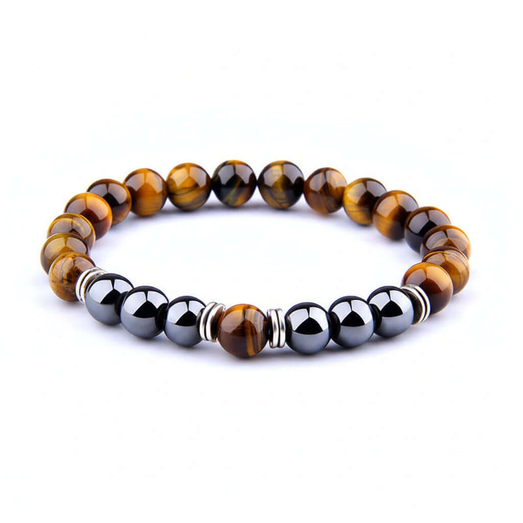 Tiger Eye Bracelet Fashion Simple Obsidian Alloy Separator Elastic Bracelet