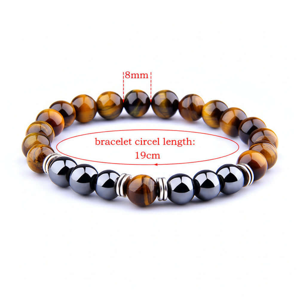 Tiger Eye Bracelet Fashion Simple Obsidian Alloy Separator Elastic Bracelet