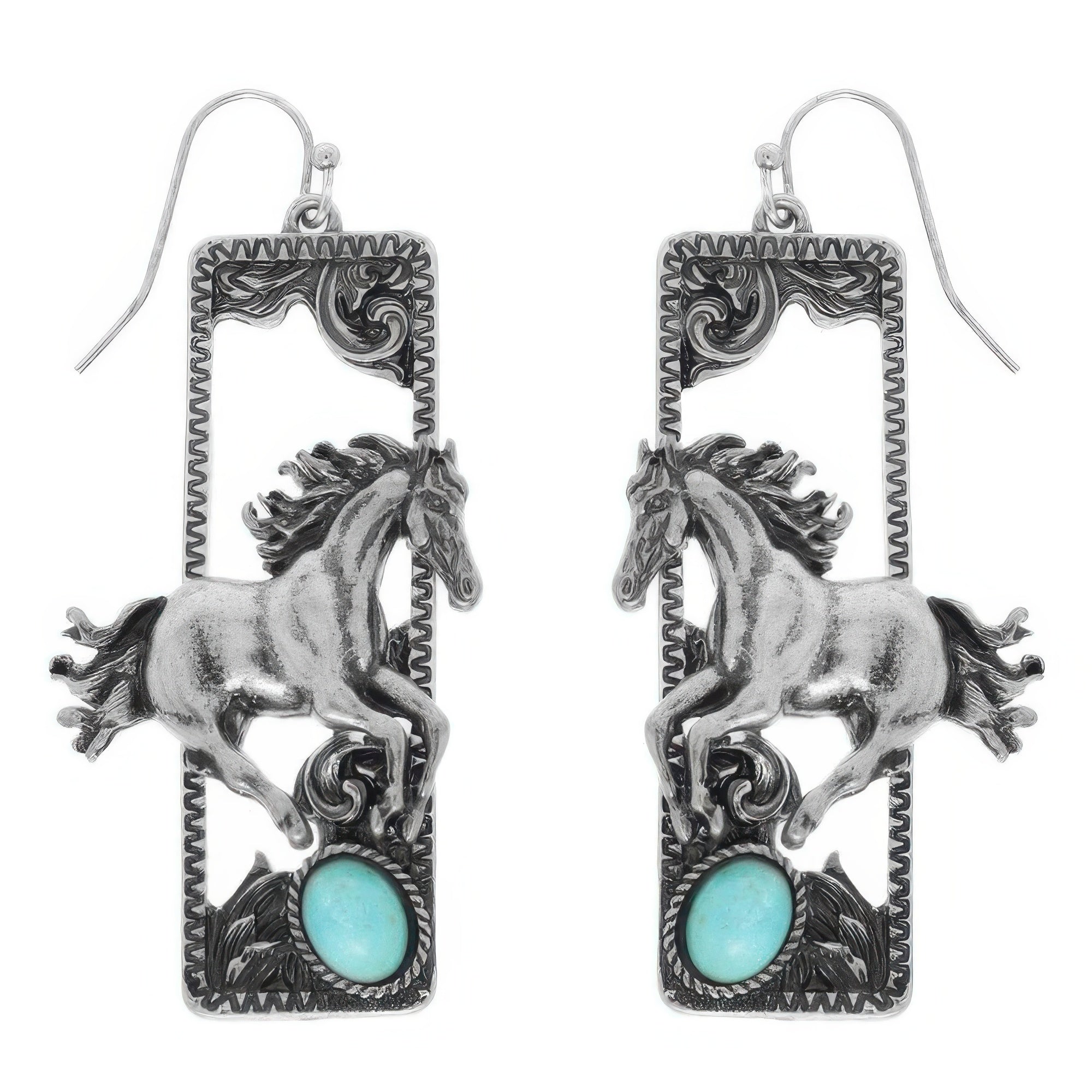 Western Wild Horse Dangle Earrings
