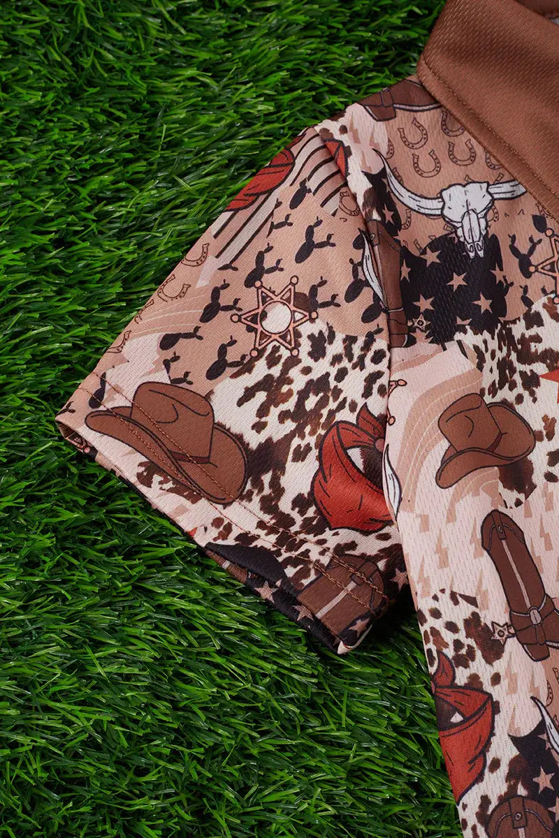 Childs Sheriff horse printed button up shirt.