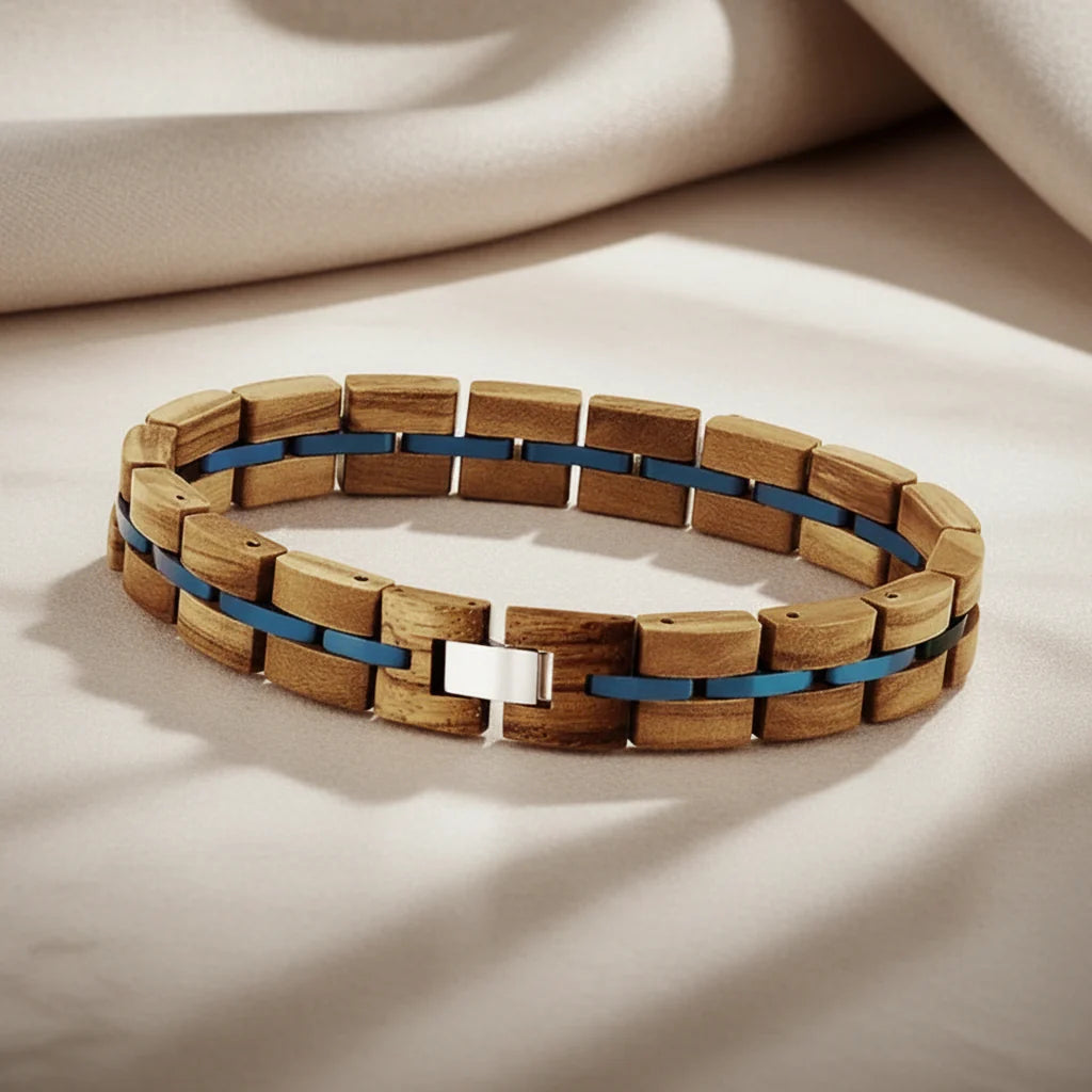 Zebra Patterned Olive Wood bracelet with Gift Box Set