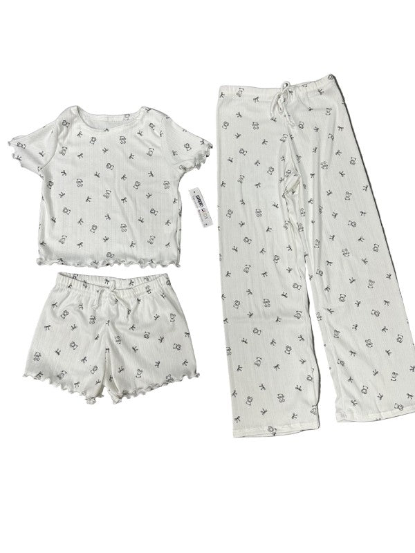 Girls Printed Lounge 3 Pc Short Sleeve Top Pants a