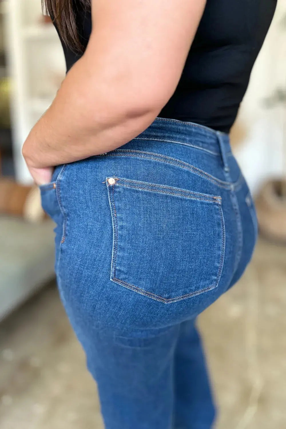 Full Size High Rise Straight Leg Judy Blue Jeans
