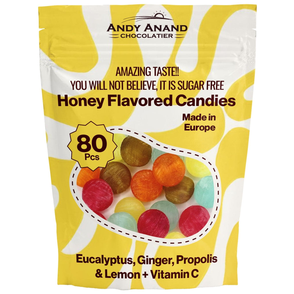 Andy Anand Sugar Free Honey Candies – Flavored Ginger, Stevia Sweetened, Keto & Gluten Free Candy, Dry Mouth Relief, 80 Pieces 7oz.