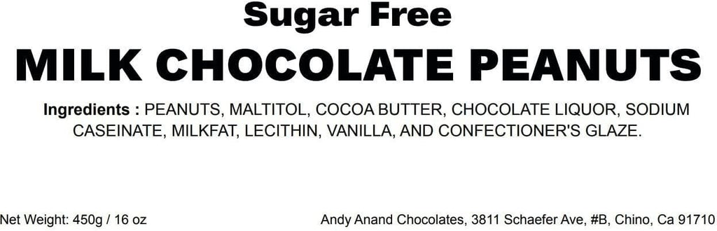 Andy Anand Sugar-Free Milk Chocolate Peanut – 1 lb, Decadent & Delicious, 60% Cocoa Butter, Healthy Treat