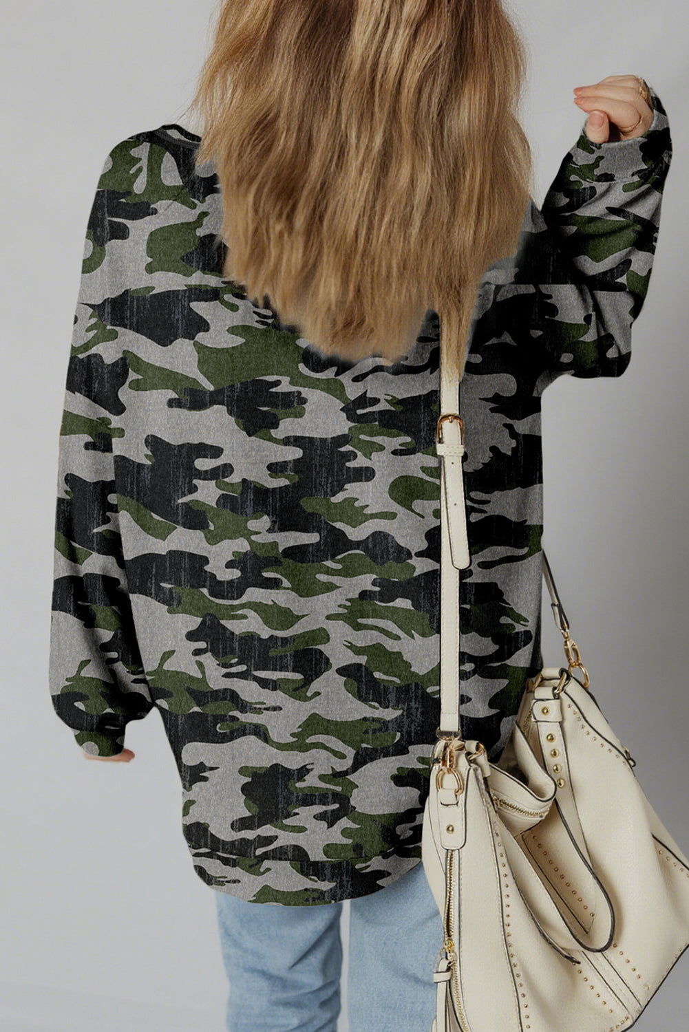 Honey Patchwork Drop Shoulder Sweatshirt